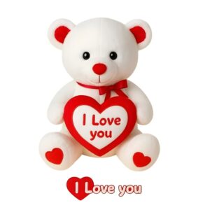 Peluş 40 cm I Love Kalpli Ayı Beyaz