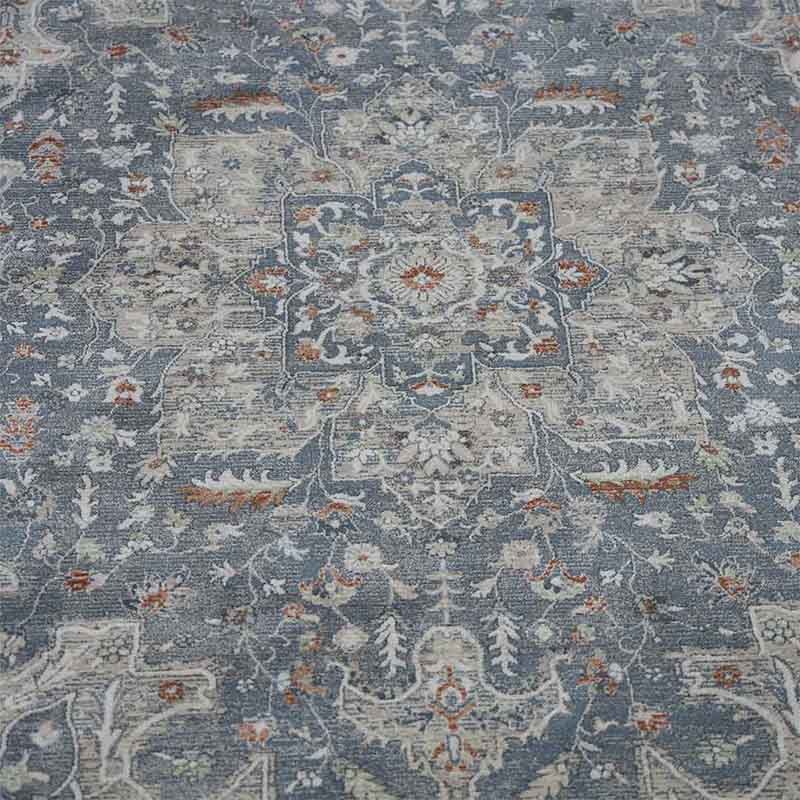 Otantik Klasik Madalyonlu Saçaklı Dokuma Salon Halısı Antrasit Gri Kiremit 200x290 cm - Görsel 3