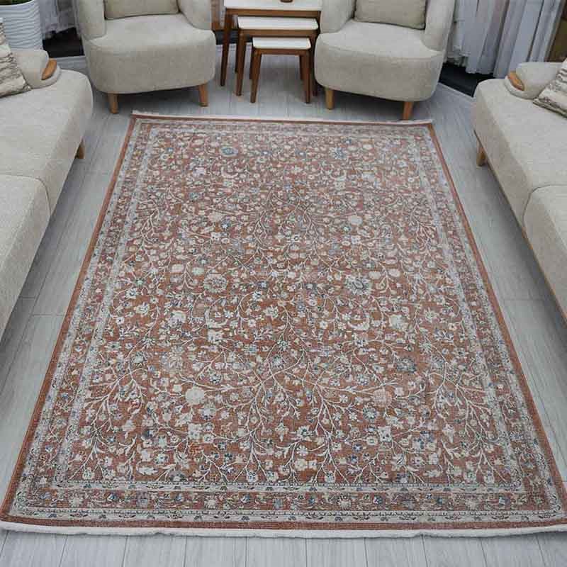 Otantik Floral Desenli Vintage Dokuma Salon Halısı Saçaklı 200x290 cm - Görsel 2