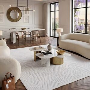 Modern Zikzak Çizgili Kabartmalı Kaymaz Jel Taban Halı