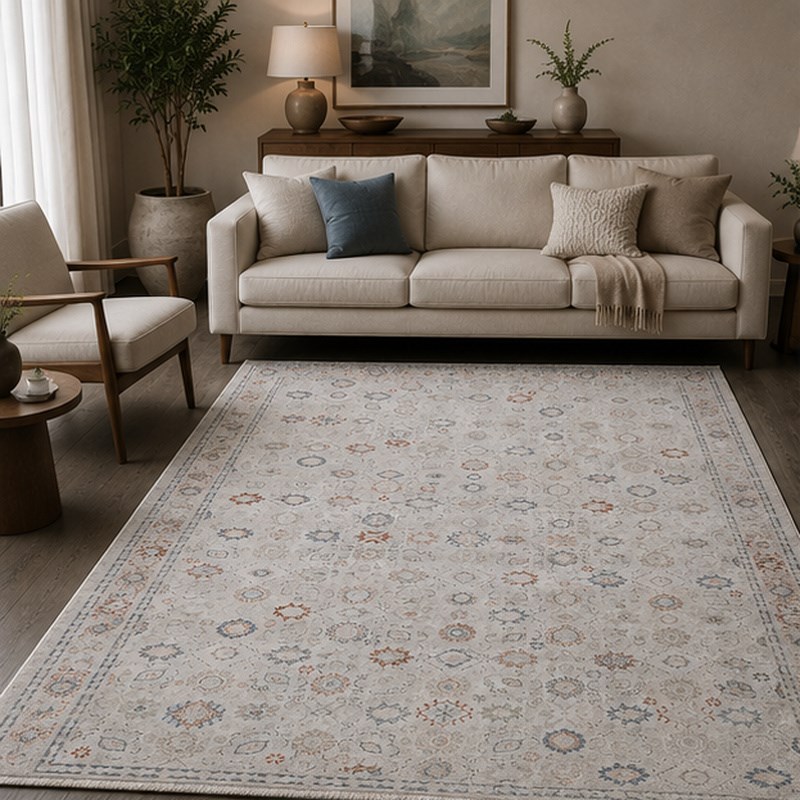 Otantik Serpme Desenli Vintage Dokuma Salon Halısı Saçaklı 200x290 cm - Görsel 5