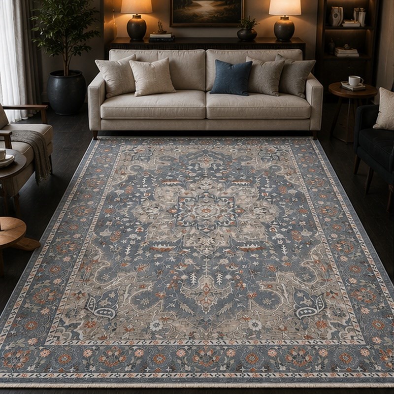 Otantik Madalyon Desenli Vintage Dokuma Salon Halısı Saçaklı 200x290 cm - Görsel 4