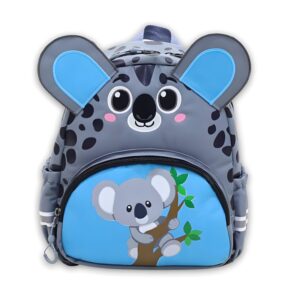 Kız/erkek Çocuk Anaokulu Sırt Çantası Sevimli Koala Figürlü Gri Mavi Desenli