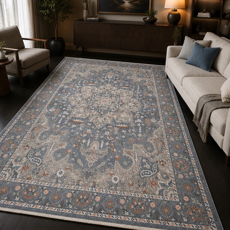 Otantik Madalyon Desenli Vintage Dokuma Salon Halısı Saçaklı 200x290 cm - Görsel 5